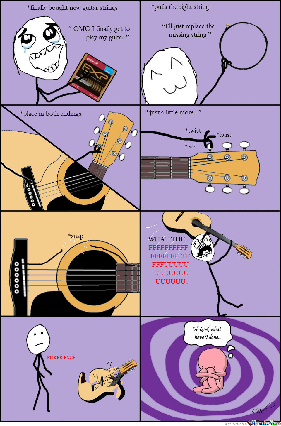 humour guitariste change cordes de guitare