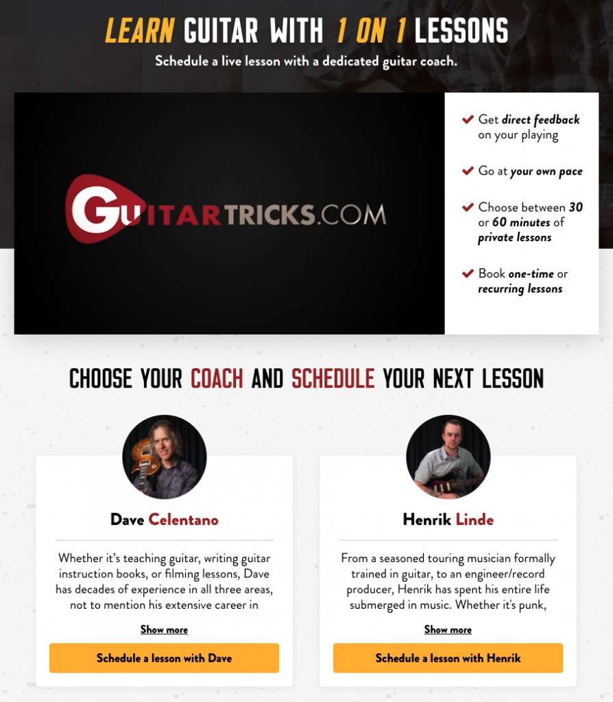cours particuliers guitar tricks