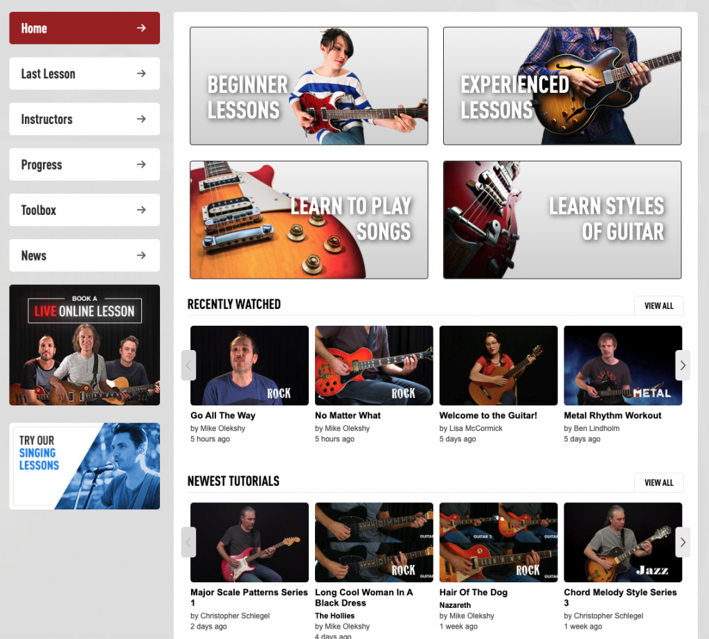 page d'accueil guitar tricks