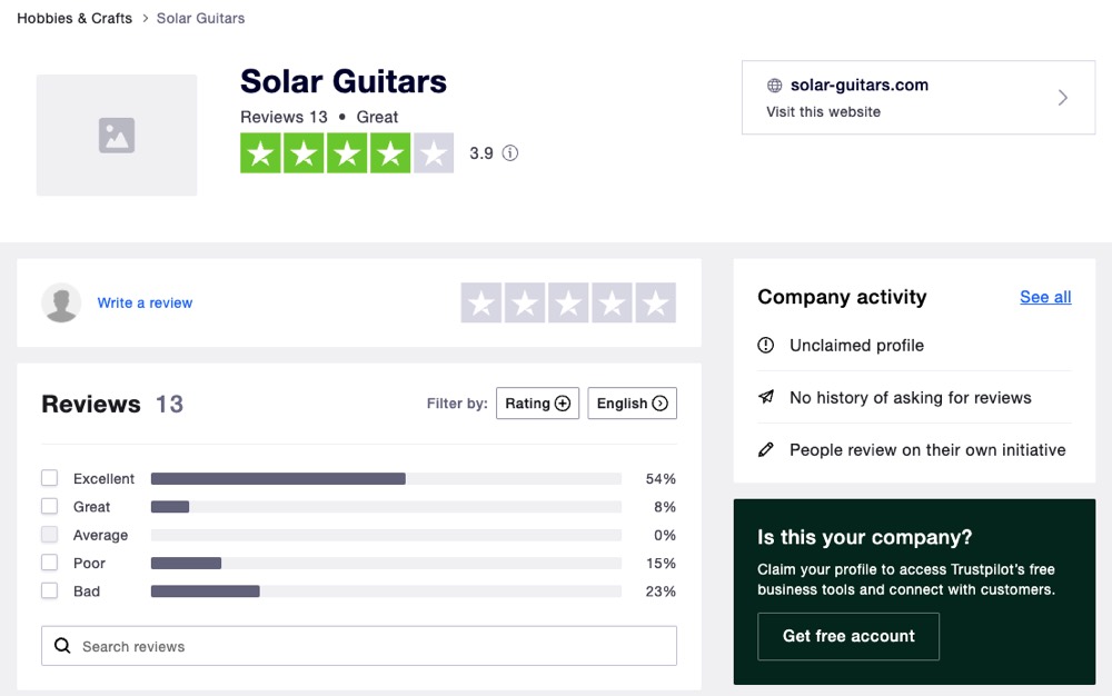 avis client solar guitars