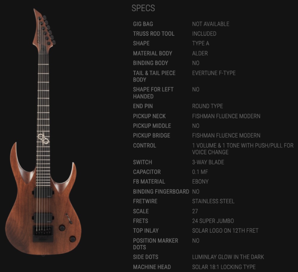 La guitare électrique Solar Guitars XF1.6FPB , Avis, Test & Comparatif