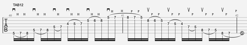 Exercice legato guitare 11 tablature