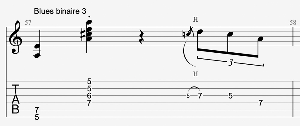 variation blues binaire shuffle tablature