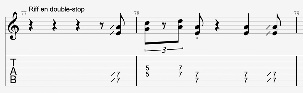 grille blues riff double stops note tablature