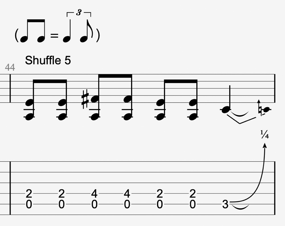 variante rythmique blues shuffle tablature